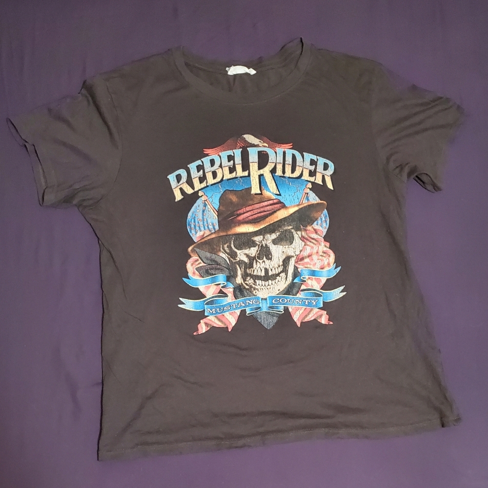 Spell & The Gypsy Collective Organic Charcoal Rebel Rider Boyfriend Tee XXL